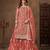 Peach color elegant net fabric designer embroidered palazzo suit