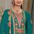 Teal color beautiful embroidered chinon fabric palazzo dress
