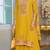 Yellow color beautiful embroidered chinon fabric palazzo dress