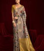 yellow color soft silk blend fabric graceful partywear saree