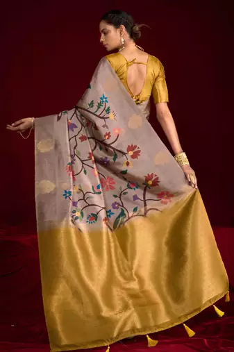 yellow soft silk blend graceful partywear saree