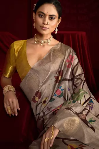 yellow soft silk blend graceful partywear saree