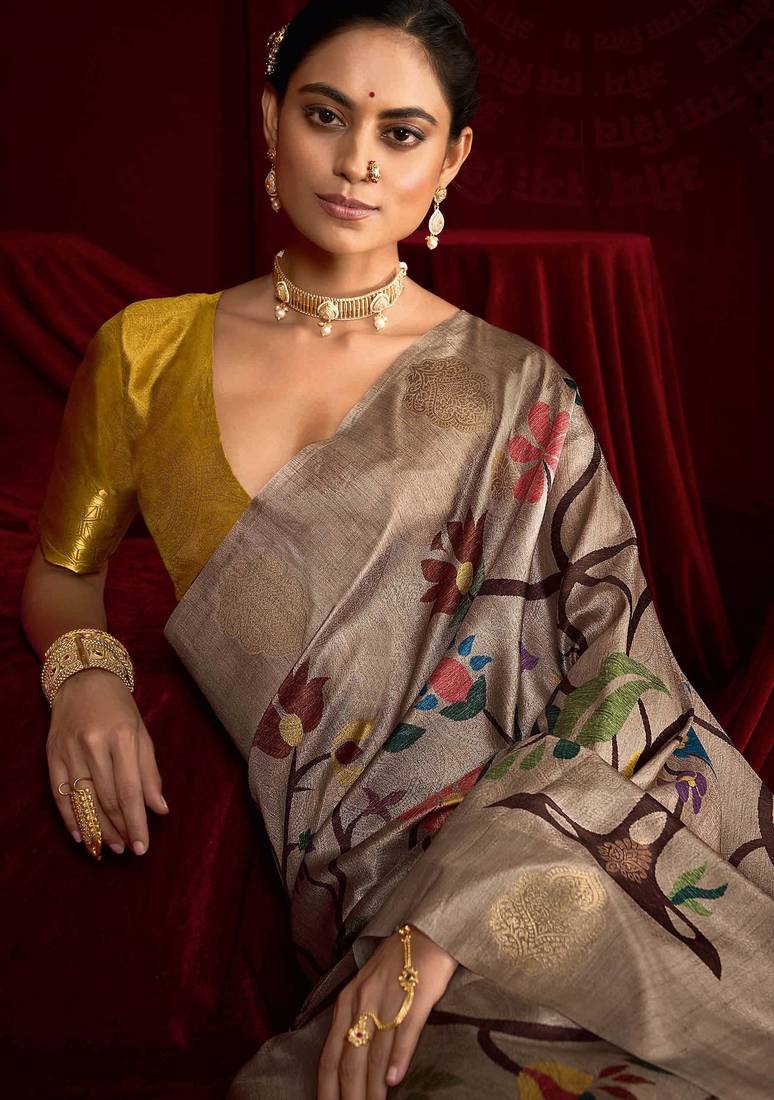 yellow color soft silk blend fabric graceful partywear saree