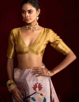 yellow soft silk blend graceful partywear saree 4