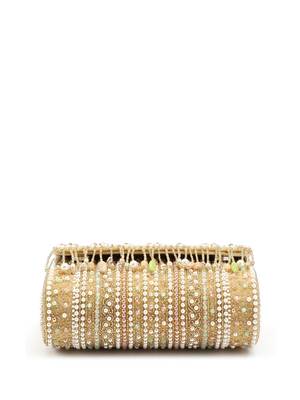 blush & bead beige & pastel multi accent beads embellished velvet clutch 8