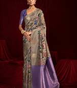 lavender color soft silk blend fabric graceful partywear saree