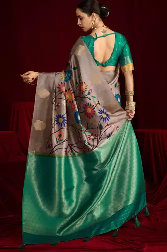 green soft silk blend graceful partywear saree