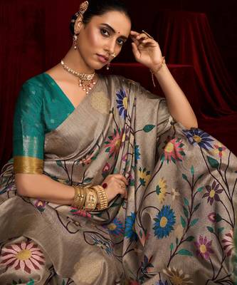 green soft silk blend graceful partywear saree 3