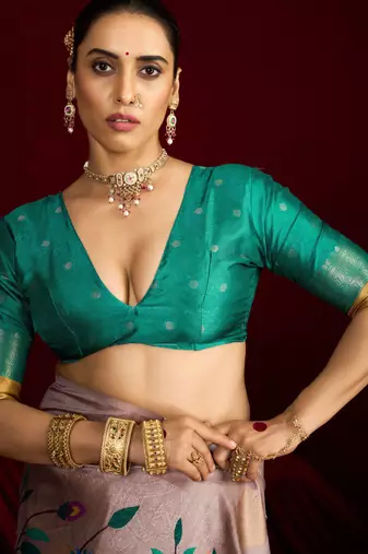 green soft silk blend graceful partywear saree