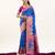 sky blue color woven designer banarasi pashmina silk blend saree