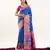 sky blue color woven banarasi pashmina silk blend saree