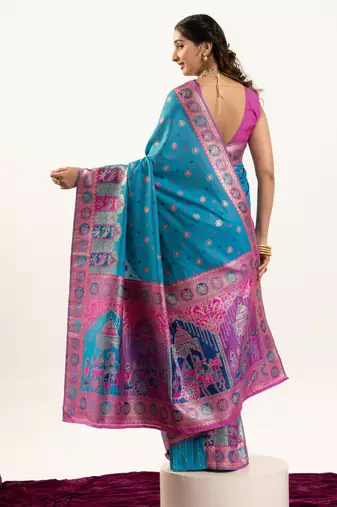 rama woven faux banarasi pashmina silk blend saree