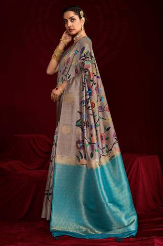 teal color soft silk blend fabric graceful partywear saree