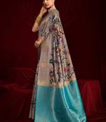 teal color soft silk blend fabric graceful partywear saree