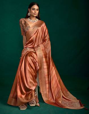 corol beautiful tussar silk blend fabric sophisticated woven saree 1