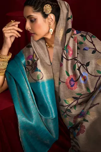 teal soft silk blend graceful partywear saree
