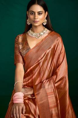 corol beautiful tussar silk blend fabric sophisticated woven saree 3