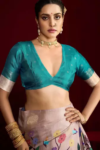 teal soft silk blend graceful partywear saree