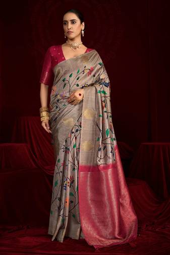 red color soft silk blend fabric graceful partywear saree