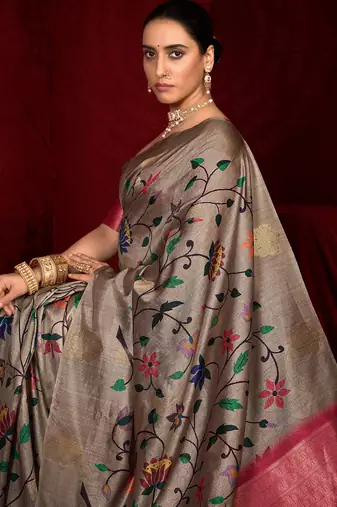 red soft silk blend graceful partywear saree