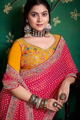pink faux festive special partywear saree 3