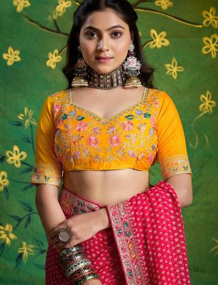 pink faux festive special partywear saree 4
