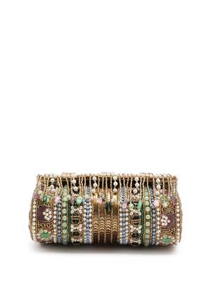 blush & bead metallic gold & pastel multi accent beads embellished velvet clutch 8
