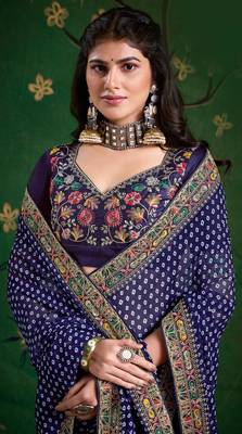 navy blue faux festive special partywear saree 3