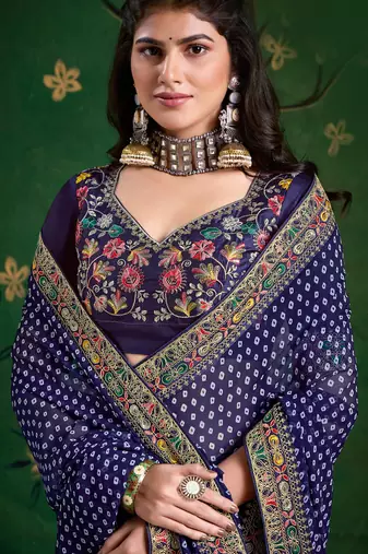 navy blue faux festive special partywear saree