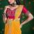 yellow color faux fabric festive special partywear saree