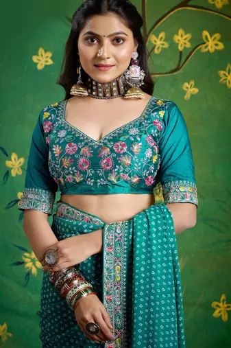 sea green faux festive special partywear saree
