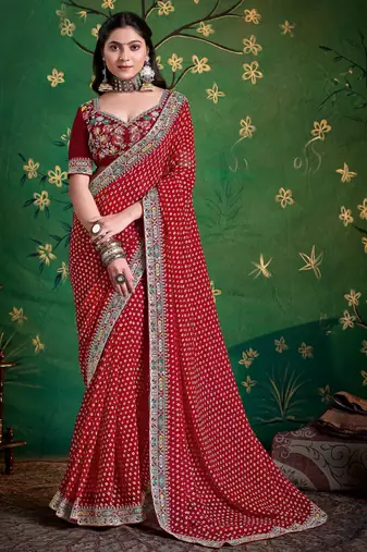 maroon color faux fabric festive special partywear saree