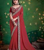 maroon color faux fabric festive special partywear saree
