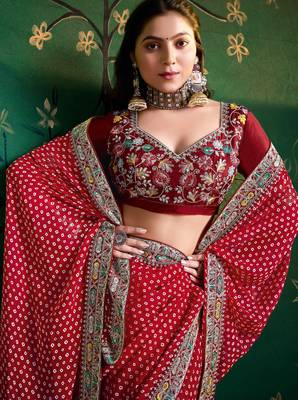 maroon faux festive special partywear saree 3
