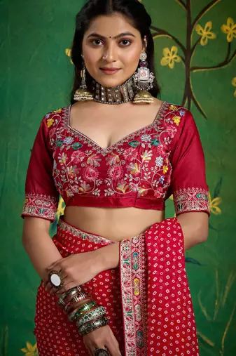 maroon faux festive special partywear saree
