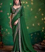 dark green color faux fabric festive special partywear saree