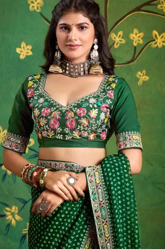 dark green faux festive special partywear saree