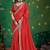 red color faux fabric festive special partywear saree