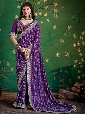 violet faux festive special partywear saree 1