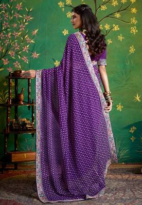 violet faux festive special partywear saree 2