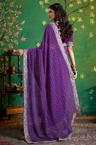 violet faux festive special partywear saree