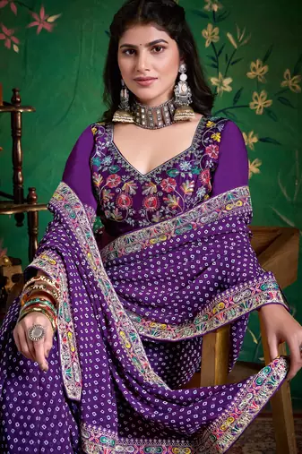 violet faux festive special partywear saree