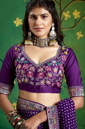 violet faux festive special partywear saree