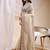 beige color space silk blend fabric ethnic embroidered partywear saree