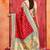 red color velvet tussar silk blend fabric partywear saree with paithani pallu and traditional ghatchola print