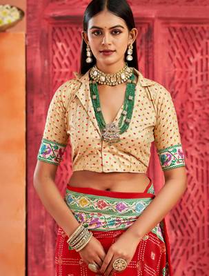 red velvet tussar silk blend partywear saree with paithani pallu and traditional ghatchola print 4