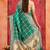 firozi color velvet tussar silk blend fabric partywear saree with paithani pallu and traditional ghatchola print