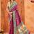 rani pink color velvet tussar silk blend fabric partywear saree with paithani pallu and traditional ghatchola print