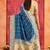 cobalt blue color velvet tussar silk blend fabric partywear saree with paithani pallu and traditional ghatchola print