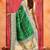 green color velvet tussar silk blend fabric partywear saree with paithani pallu and traditional ghatchola print